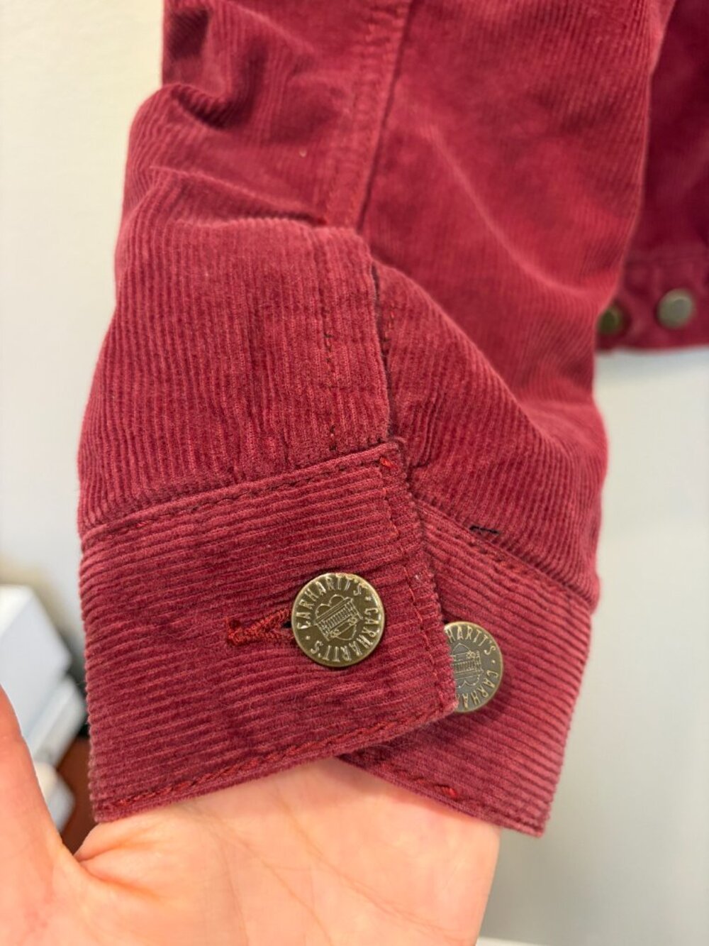 Carhartt Rare Burgundy Corduroy Sherpa Lined Jacket Small 4/6 Trucker Utility - Picture 7 of 15